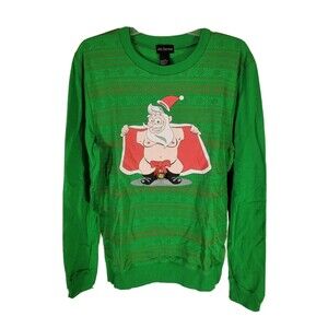 Alex Stevens Mens L Jingle Balls Mr. Klaus Santa Flasher Ugly Christmas Sweater
